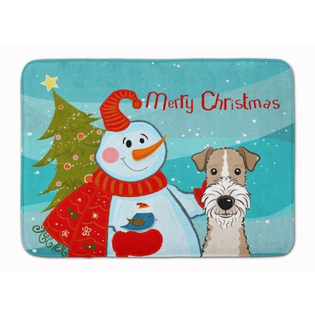 Carolines Treasures Snowman with Wire Haired Fox Terrier Machine Washable Memory Foam Mat BB1867RUG